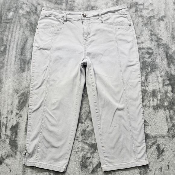 Style&Co Pants Womens 10 Gray Mid Rise Crop Capri Seamed Legs Slim Side Slit Hem - Picture 1 of 12
